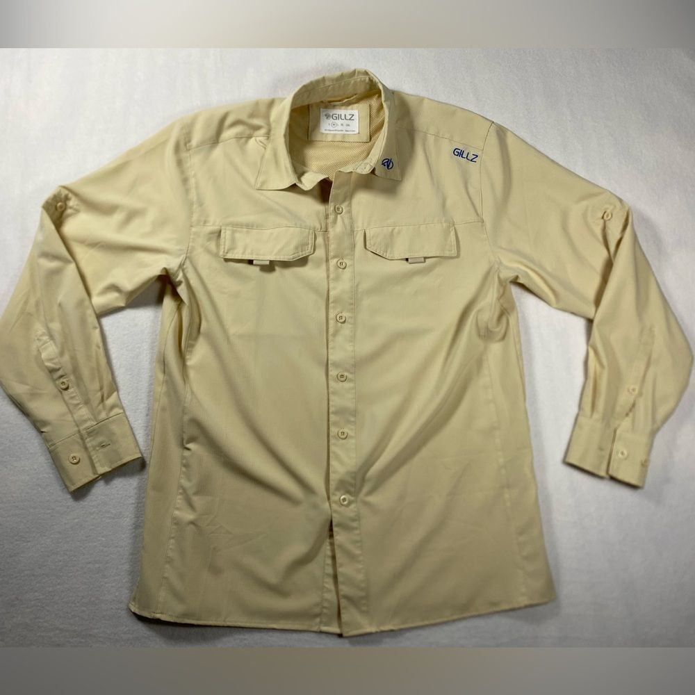 Gillz Men Saltwater Series Fishing Long Sleeve Shirt Color Bleached Sand Medium
